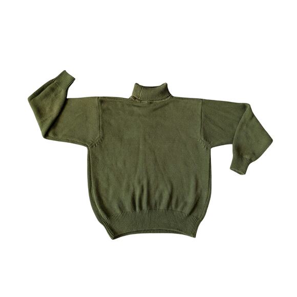 VTG Talbots Cable Knit Turtleneck Sweater XL Dark Green Speckled Cottage Granny - Picture 2 of 8